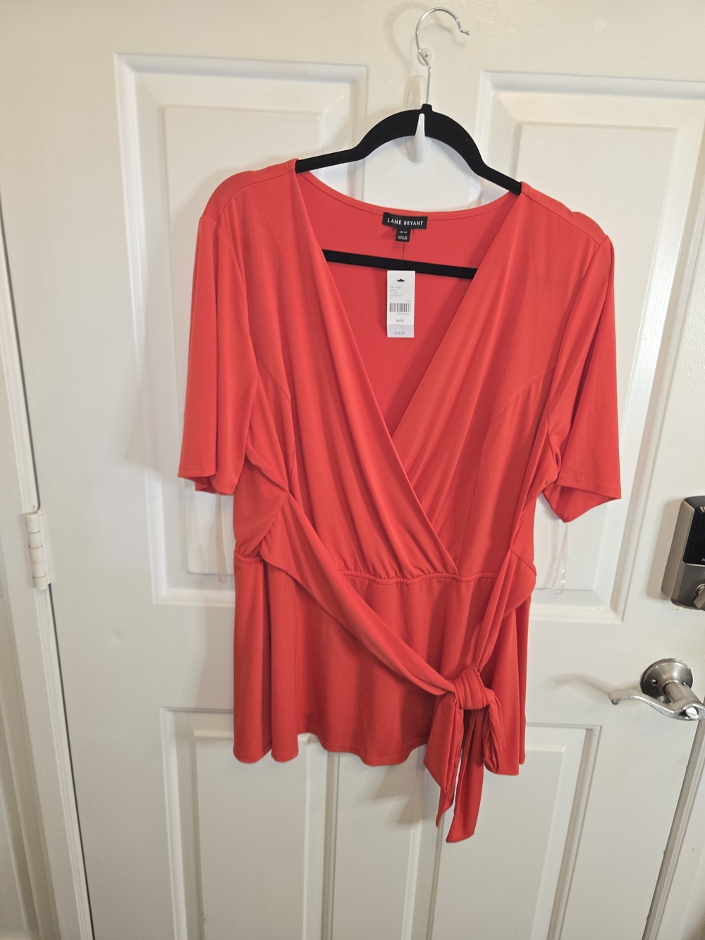 Lane Bryant Coral Wrap Top with Side Tie